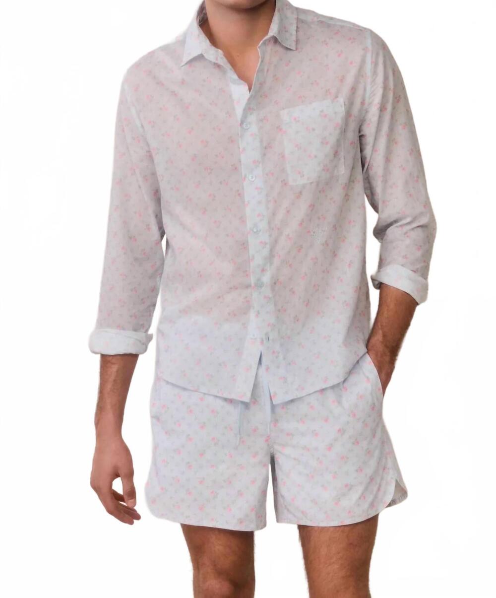 NEW LOVESHACKFANCY kai floral swim shorts in chapparal blue